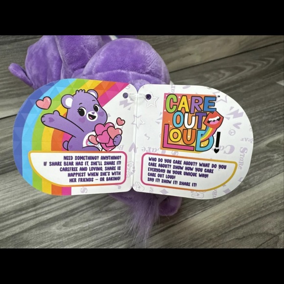 Care Bears Share Bear Plush Stuffed Animal Toy 2020 Purple Lollipops 13” - Picture 11 of 15